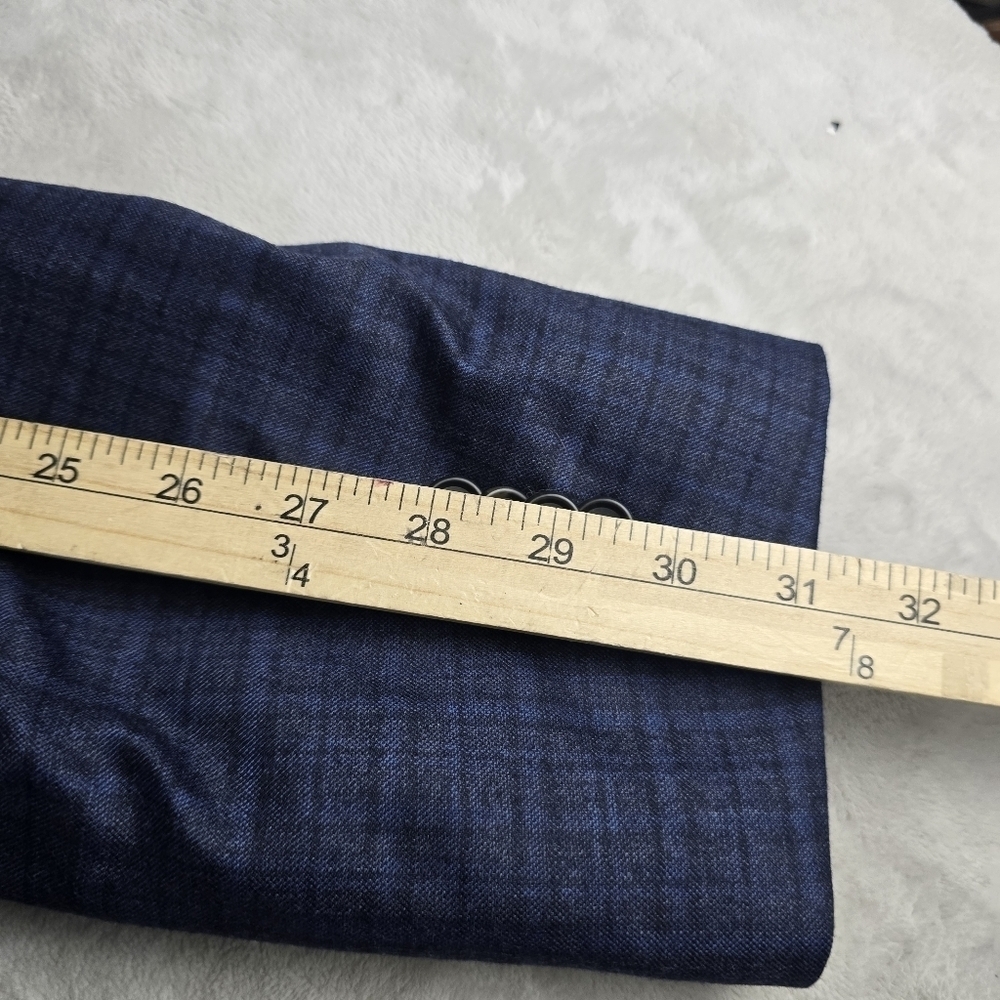 JOS A BANK Blazer Men’s 46R Blue Plaid Wool Cashmere Blend E. Thomas - Picture 6 of 11